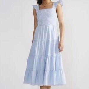 Vineyard Vines Kentucky Derby Smocked flutter sleeve tiered stripe midi dress XL